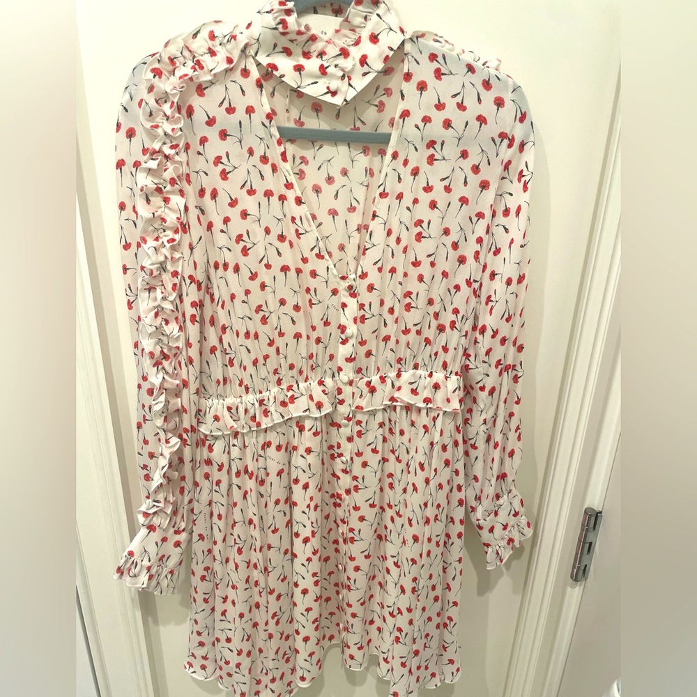 Fleur du Mal red and white flowered Chiffon dress